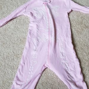 Halloween Pink skeleton footless one piece pajamas